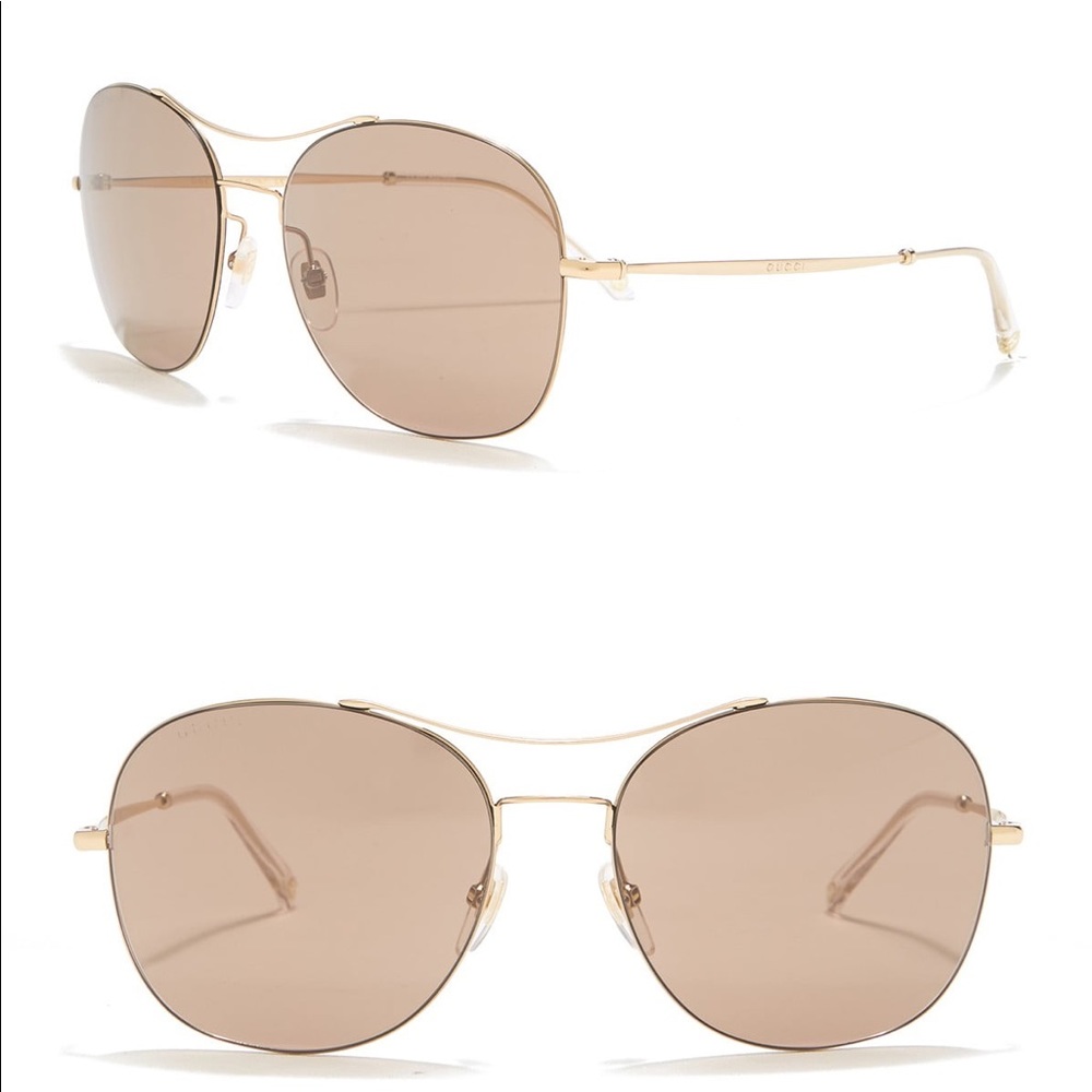 GUCCI 58mm Gold Aviator sunglasses